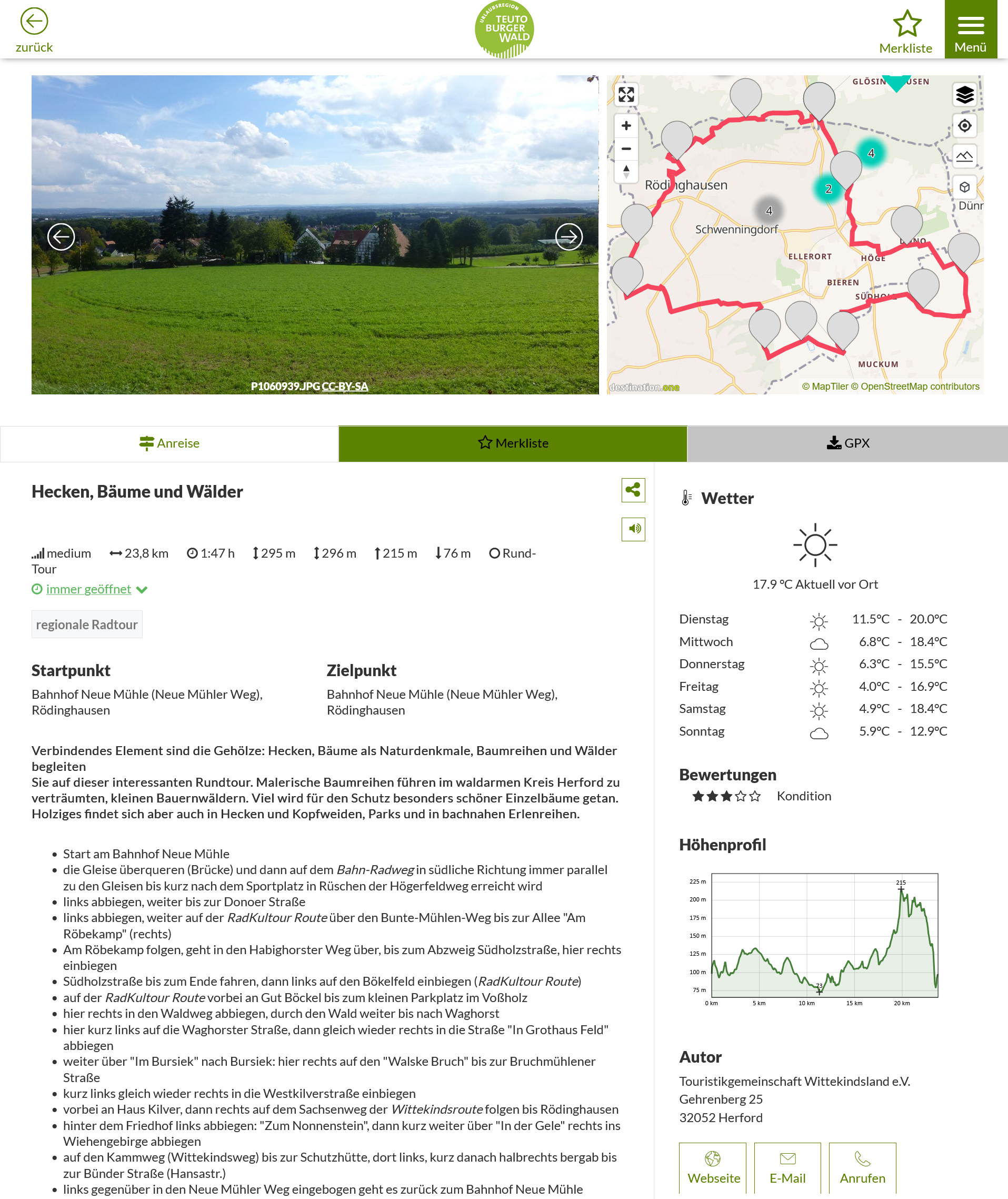 Naturradwanderroute Hecken Baeume und Waelder