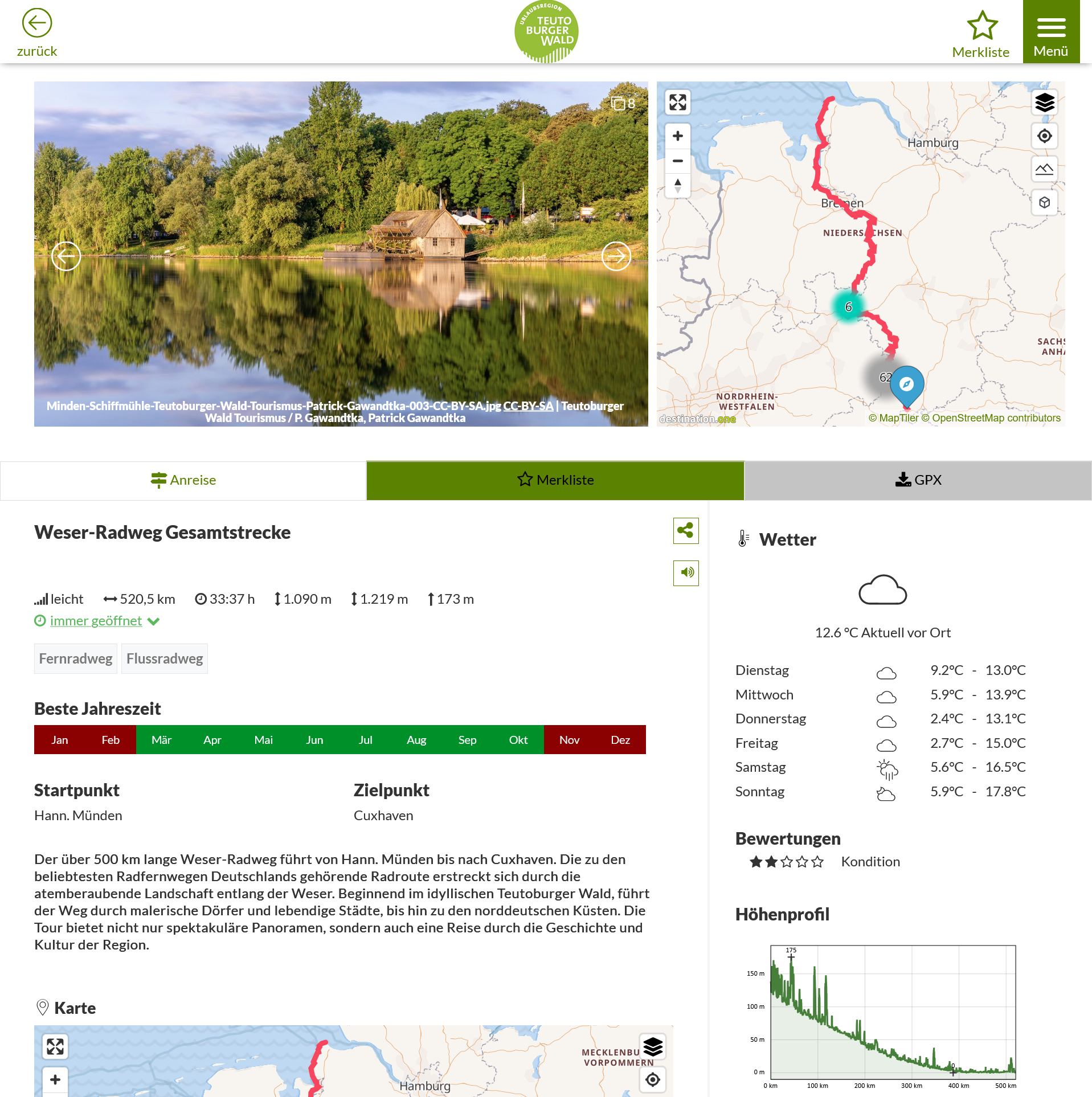 Themen Weser Radweg Gesamtstrecke